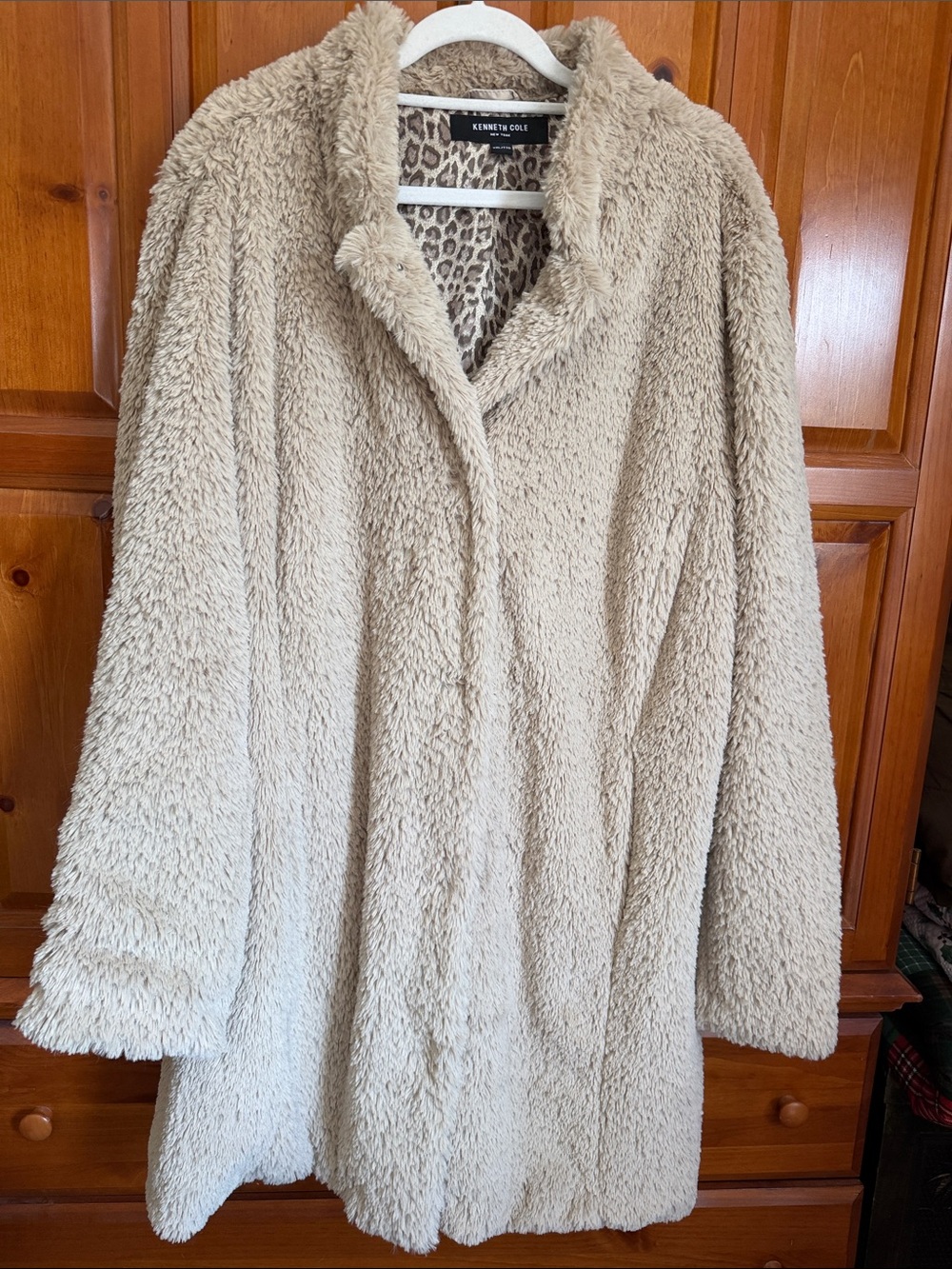 Kenneth Cole Women’s Cream Plush Faux Fur Coat